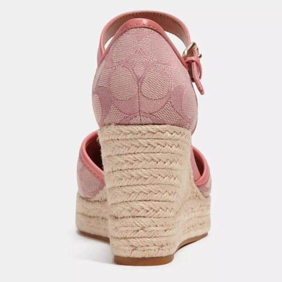 NIB - COACH Raine Espadrille In Signature Jacquard Sandal - size 5 US Pink - Picture 3 of 16